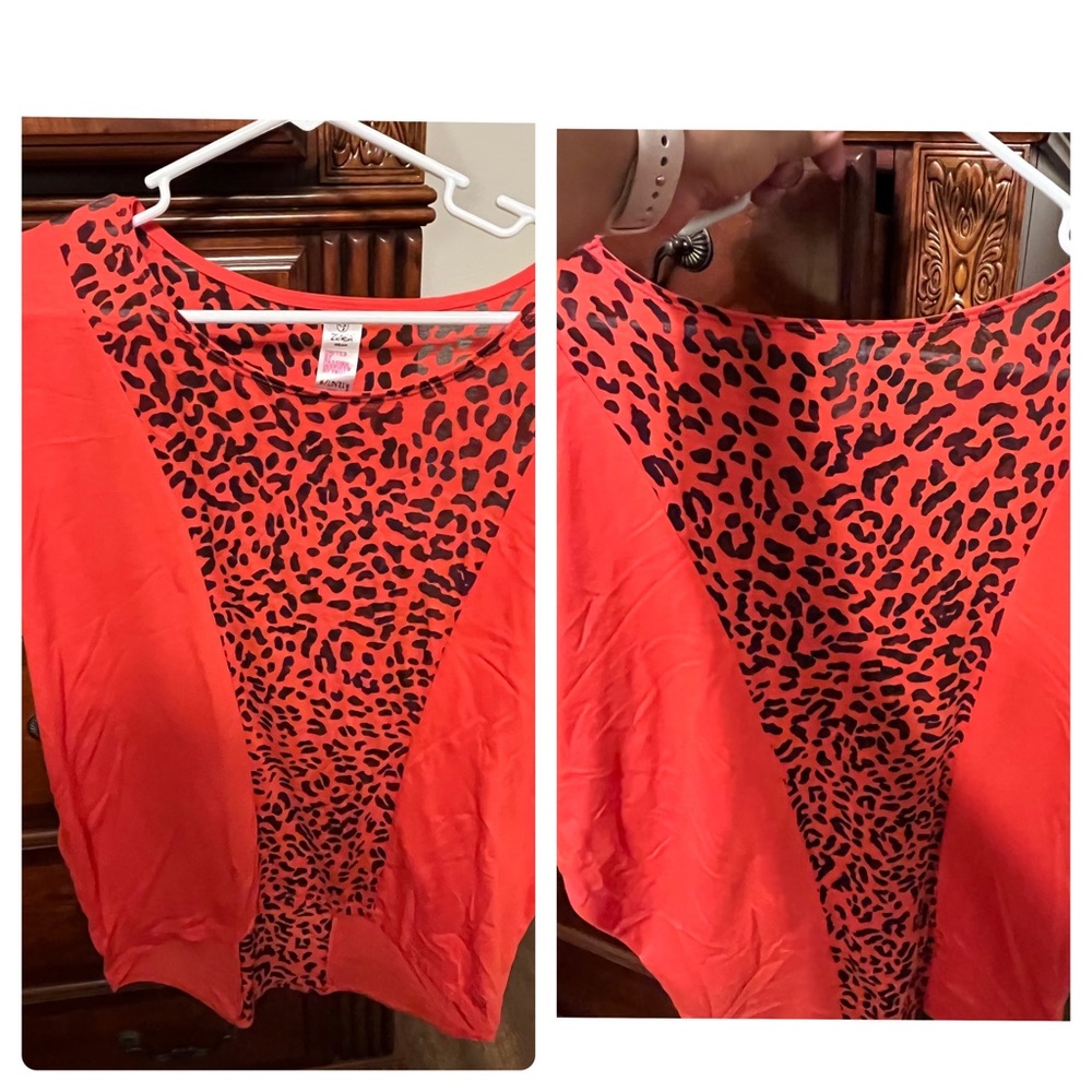 Red w/animal print Zumba shirt